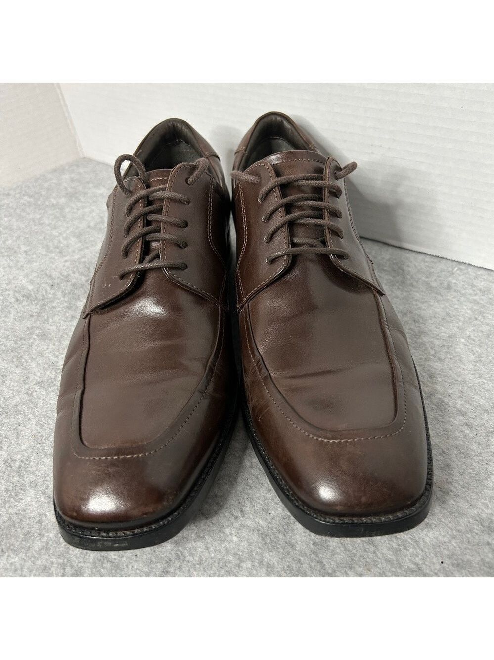 Johnston Murphy Feldon Mock Toe Oxford 20-2203 Calfskin Brown Tie Sz 9.5M